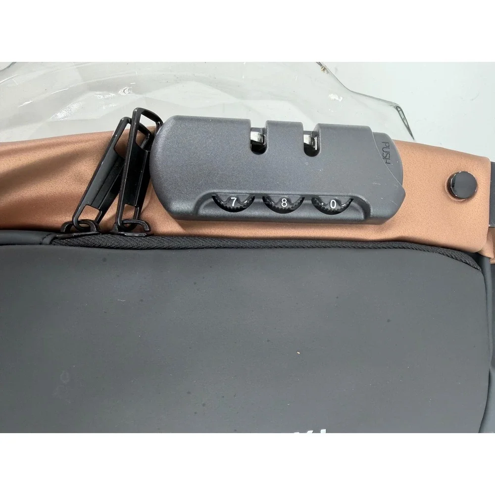 Fashion Anti Theft Sling Bag Black Brown Combination Lock USB Port Crossbody